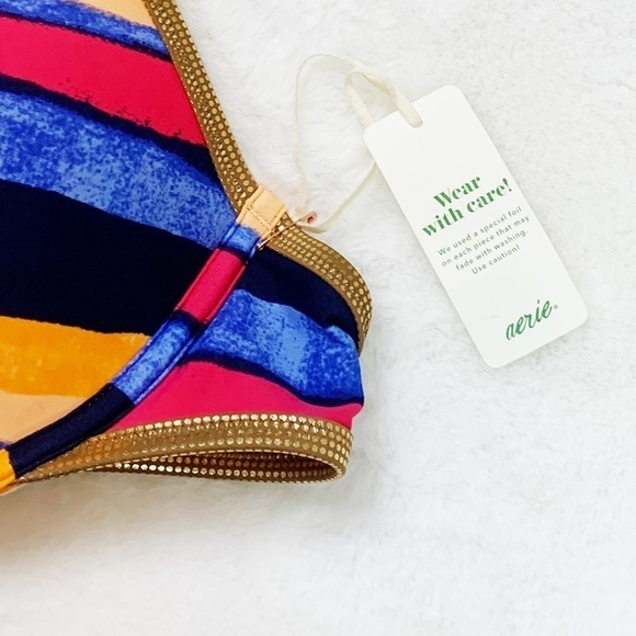 NWT Aerie Striped Push Up Underwire Bikini Swim Top 34B - Picture 2 of 5